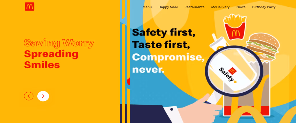 The McDonalds Indian website uses bold colours, graphics, and large fonts to convey its message without using a lot of text. This is an example of high context communication.