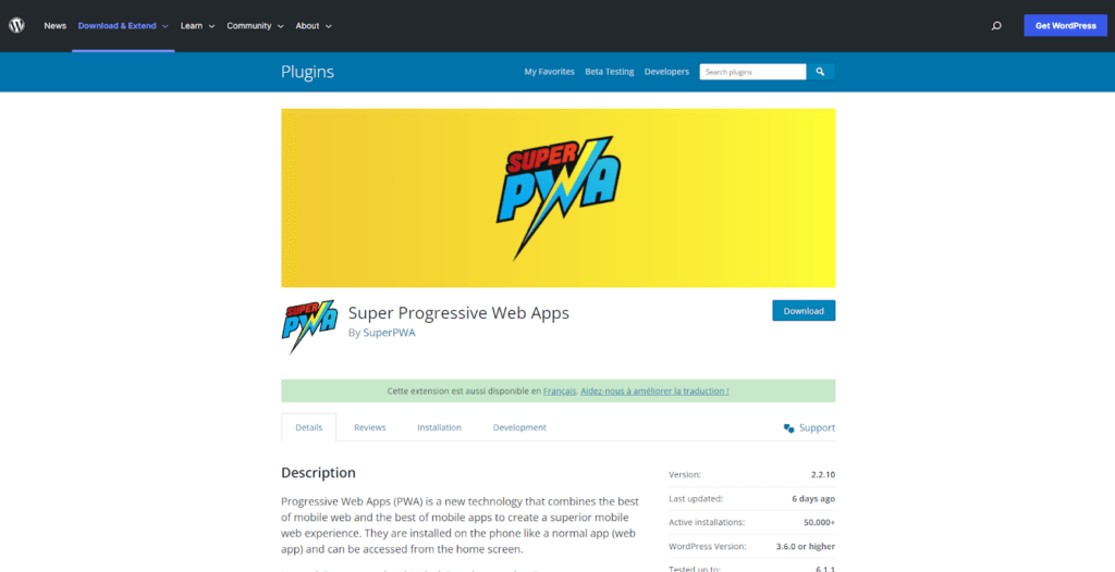 SuperPWA WordPress plugin
